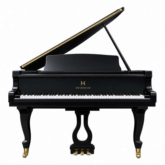 بيانو هاينريش HG-152 الكبير بقوائم مزخرفة - لون أسود مع خاصية العزف الذاتي
